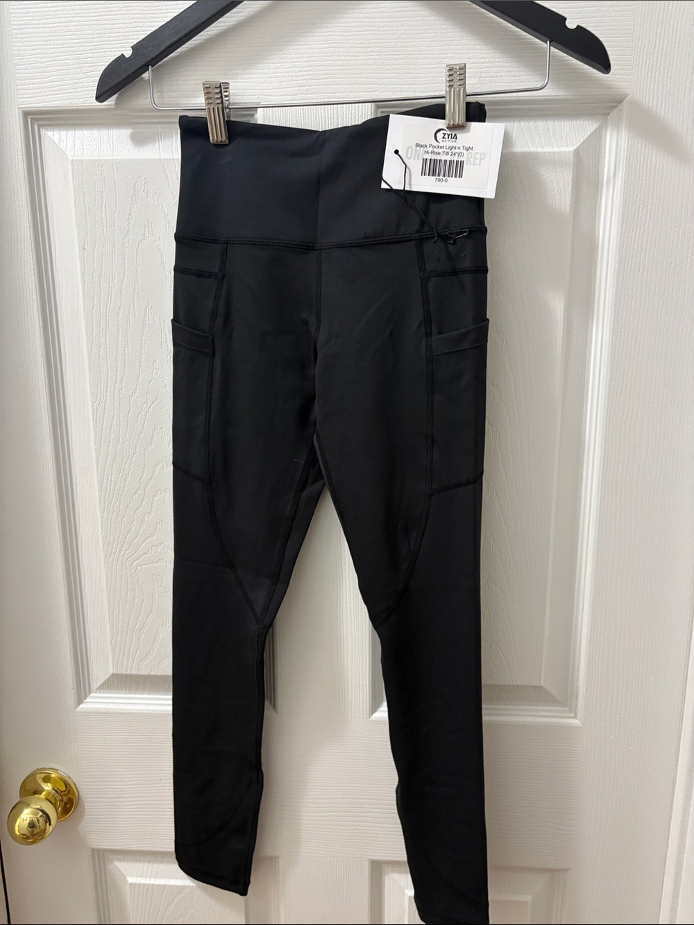 ZYIA Black High-Rise Performance Leggings with Dual Side Pockets